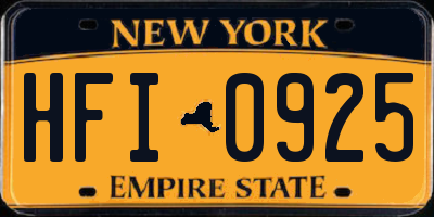 NY license plate HFI0925