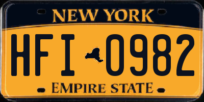 NY license plate HFI0982