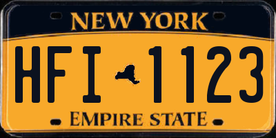 NY license plate HFI1123