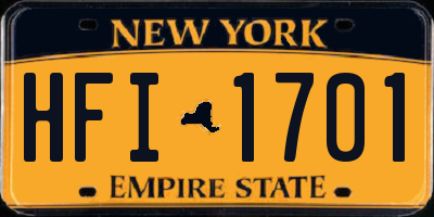 NY license plate HFI1701