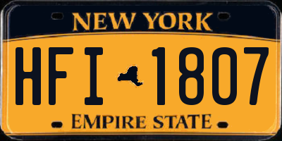 NY license plate HFI1807
