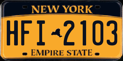 NY license plate HFI2103