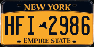 NY license plate HFI2986
