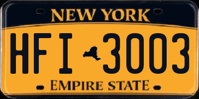 NY license plate HFI3003