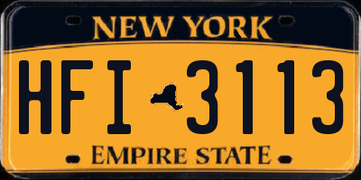 NY license plate HFI3113