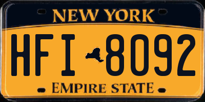 NY license plate HFI8092