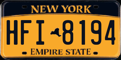 NY license plate HFI8194