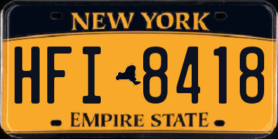 NY license plate HFI8418