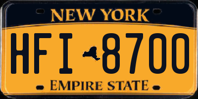 NY license plate HFI8700