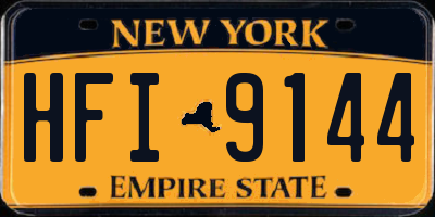 NY license plate HFI9144