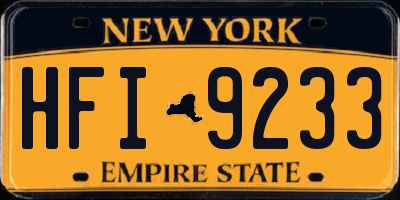 NY license plate HFI9233