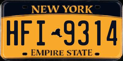 NY license plate HFI9314