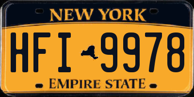 NY license plate HFI9978