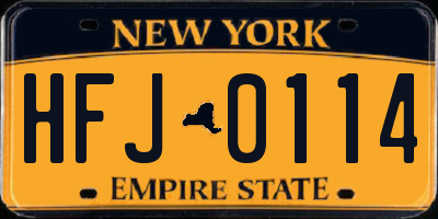 NY license plate HFJ0114