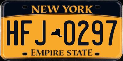 NY license plate HFJ0297