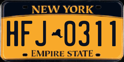 NY license plate HFJ0311