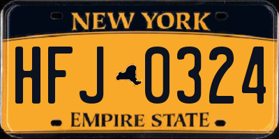 NY license plate HFJ0324