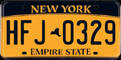 NY license plate HFJ0329