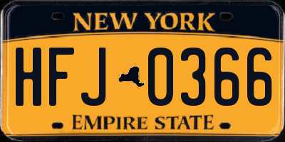 NY license plate HFJ0366