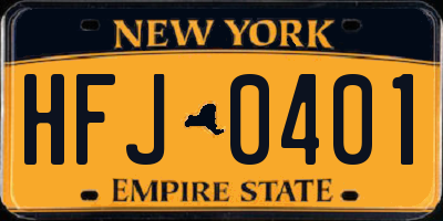 NY license plate HFJ0401
