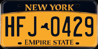 NY license plate HFJ0429