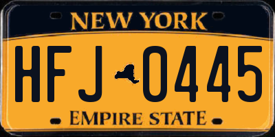 NY license plate HFJ0445