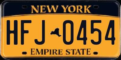 NY license plate HFJ0454