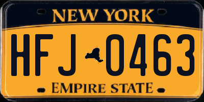 NY license plate HFJ0463