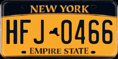 NY license plate HFJ0466