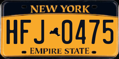 NY license plate HFJ0475