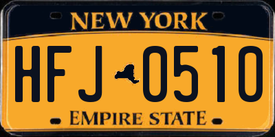 NY license plate HFJ0510