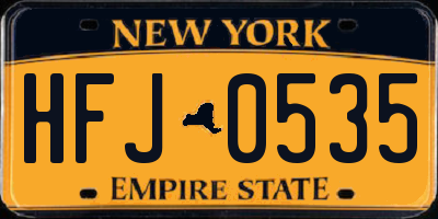 NY license plate HFJ0535
