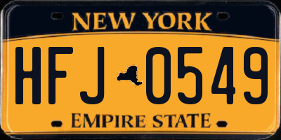 NY license plate HFJ0549