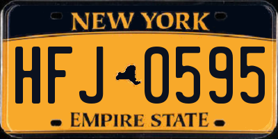 NY license plate HFJ0595
