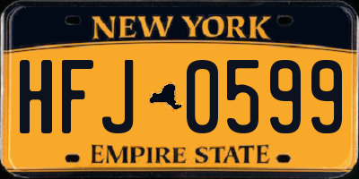 NY license plate HFJ0599