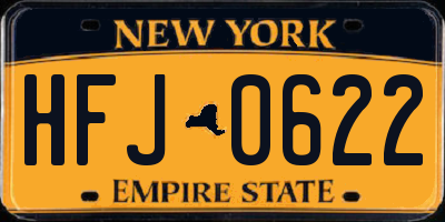 NY license plate HFJ0622