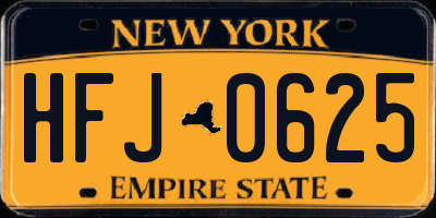 NY license plate HFJ0625