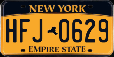NY license plate HFJ0629