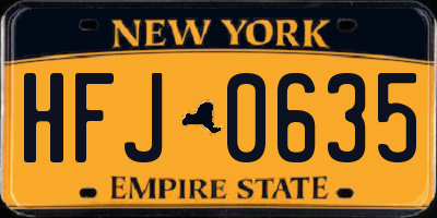 NY license plate HFJ0635