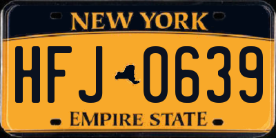 NY license plate HFJ0639