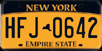 NY license plate HFJ0642