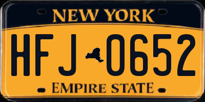 NY license plate HFJ0652