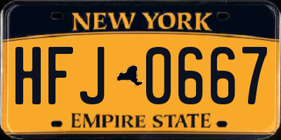 NY license plate HFJ0667