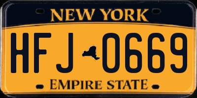 NY license plate HFJ0669