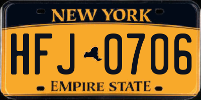 NY license plate HFJ0706