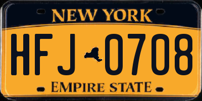 NY license plate HFJ0708
