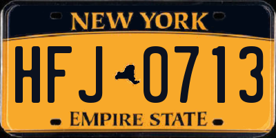 NY license plate HFJ0713