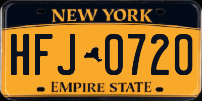 NY license plate HFJ0720
