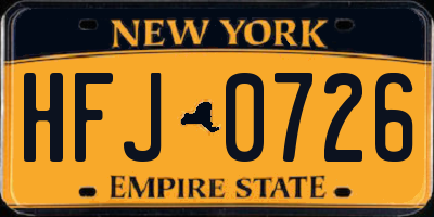 NY license plate HFJ0726