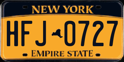 NY license plate HFJ0727